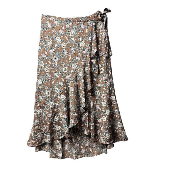 Max Studio Floral Ruffle Wrap Midi Skirt β Size M - Picture 1 of 9
